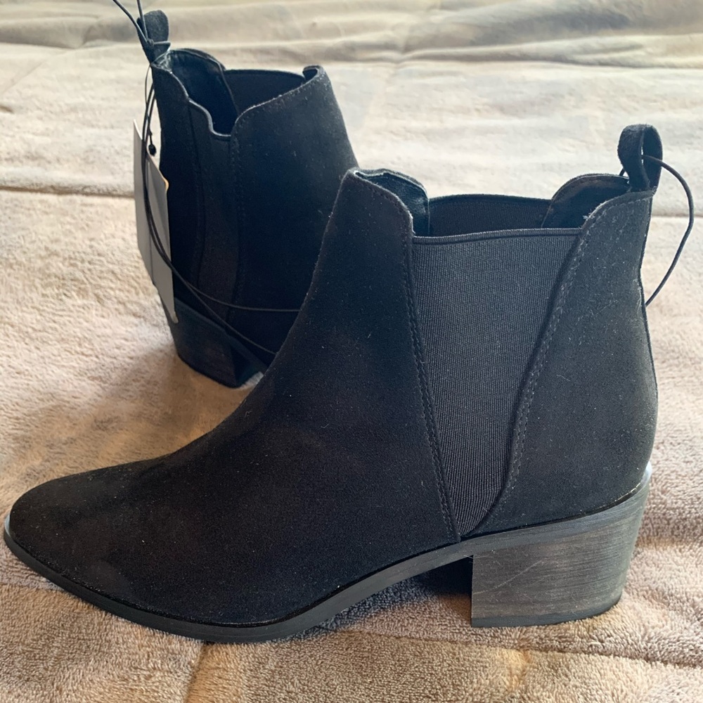 Faux suede black booties